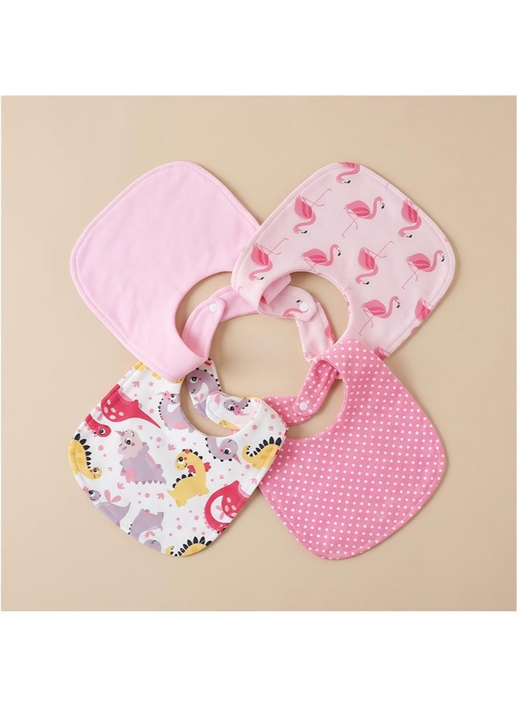 الوجبة مجموعة مرايل أطفال من 4 قطع، مصنوعة من القطن 100%، قابلة للتعديل، ماصة، مناسبة للأولاد والبنات، مرايل للجنسين، للأطفال الرضع والأطفال الصغار للتغذية والتسنين، مقاومة للبقع وجيدة التهوية - Image 5